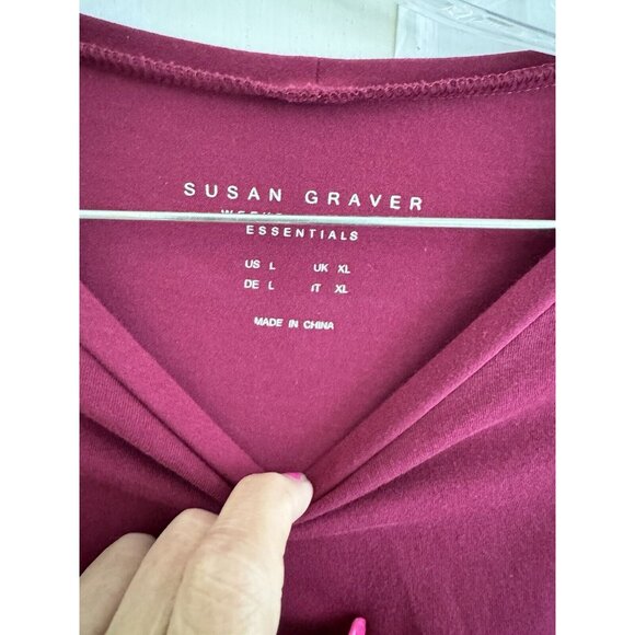 Susan Graver Weekend Essentials Women’s Sz L Raspberry Pullover Butter Top - Picture 2 of 6